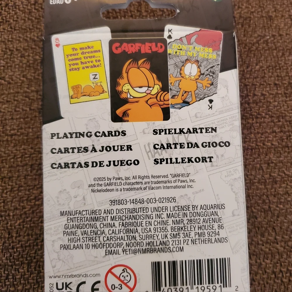 Aquarius Garfield Playing Cards- NIB